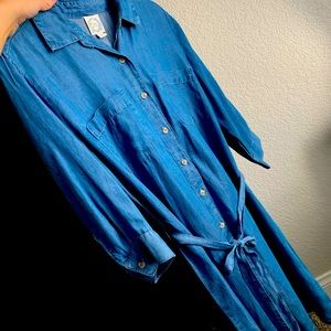 Francesca’s Denim Button Down Tie Dress S